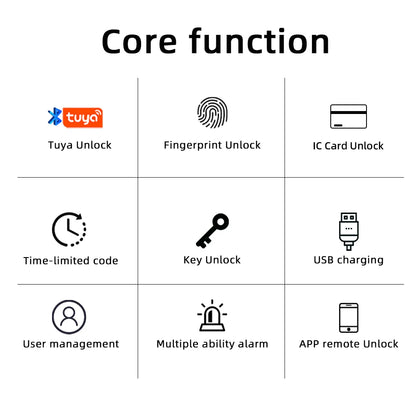 Serrure connectée avec empreinte numérique, mot de passe, clé, carte IC et application Smartlife.